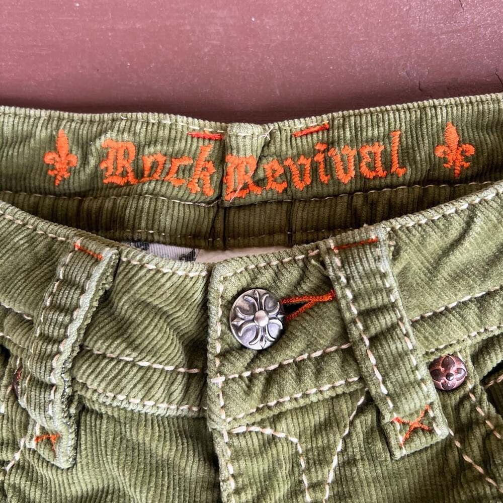 Rock Revival Y2K Style Corduroy Pants Womens Size 27 Green